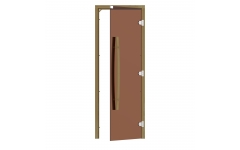Комплект двери с "бронзовым" стеклом SAWO 742-4SGD-1 (с порогом, кедр, изогнутая ручка)