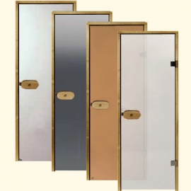Дверь для сауны Harvia STG 9x21 коробка осина, стекло серое