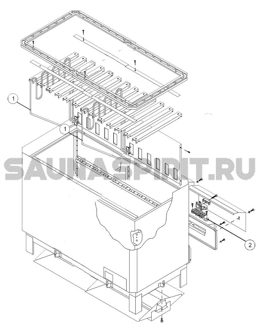 Запасные части электрокаменки для сауны Helo SKLA 181. Взрыв схема каменки Helo SKLA 181.